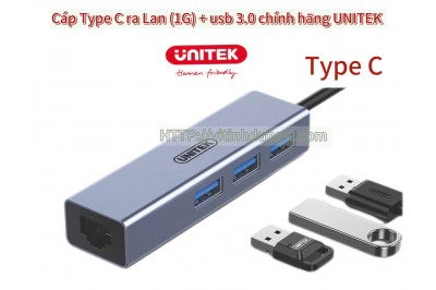 Hub chuyển Type C chuyển ra 03 USB3.0 và 01LAN 1G (10/100/1000BPS)